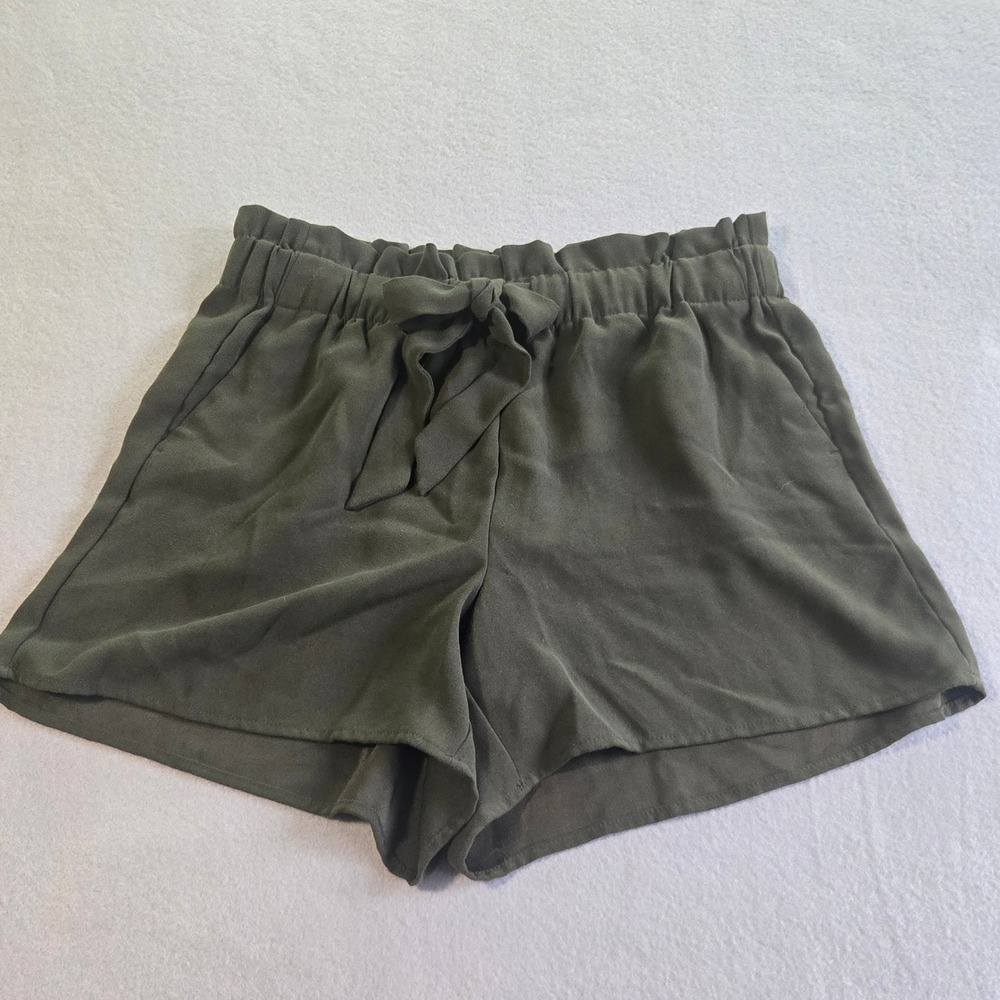 LOFT Paperbag Waist Shorts Women Medium Olive Green Elastic Tie High Rise 557219